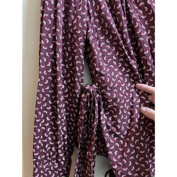 Boden Women's Belle Wrap Tie Waist Maroon Rainbow Long Sleeve Blouse Top - 14R - Picture 7 of 11